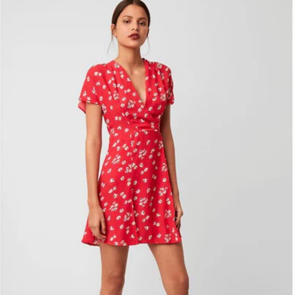 French Connection Verona Floral Faux Wrap Azalea Mini Dress Size 6
